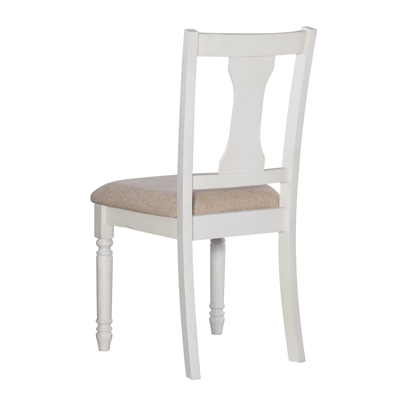 Home Square 2 Piece Wood Dining Side Chairs Set in White and Tan