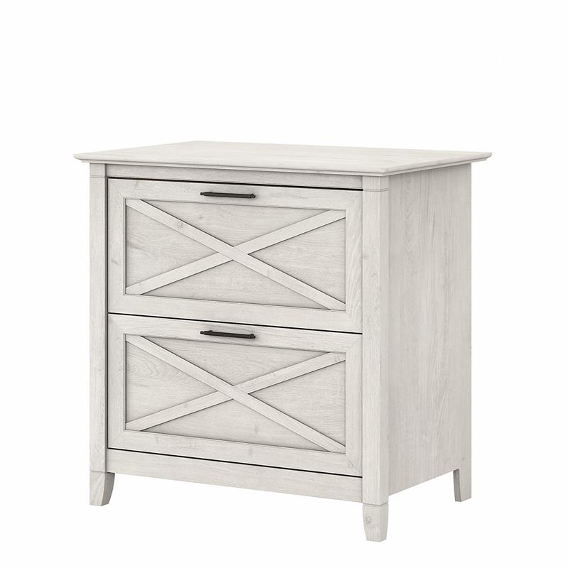 Home Square 2 Drawer Lateral Wood Filing Cabinet Set in White Oak (Set of 2)