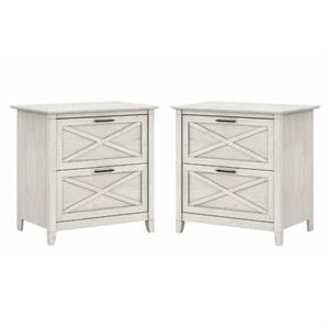 Home Square 2 Drawer Lateral Wood Filing Cabinet Set in White Oak (Set of 2)