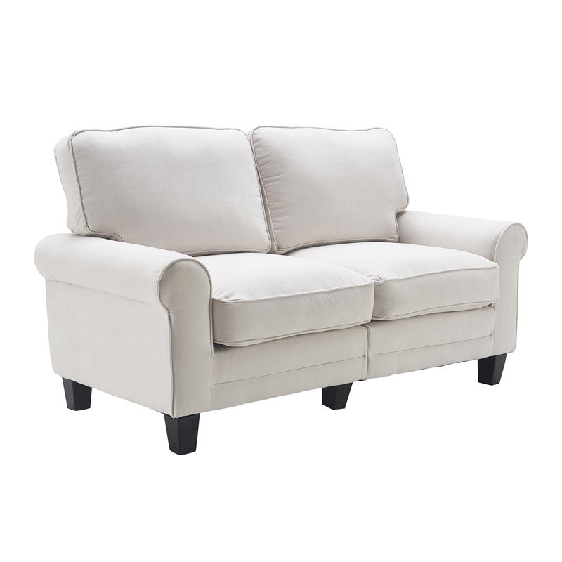 Home Square 2 Piece Polyester Fabric Loveseat Set in Cream White