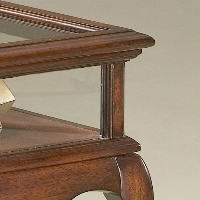 Home Square 2 Piece Traditional Curio Table Set in Plantation Cherry