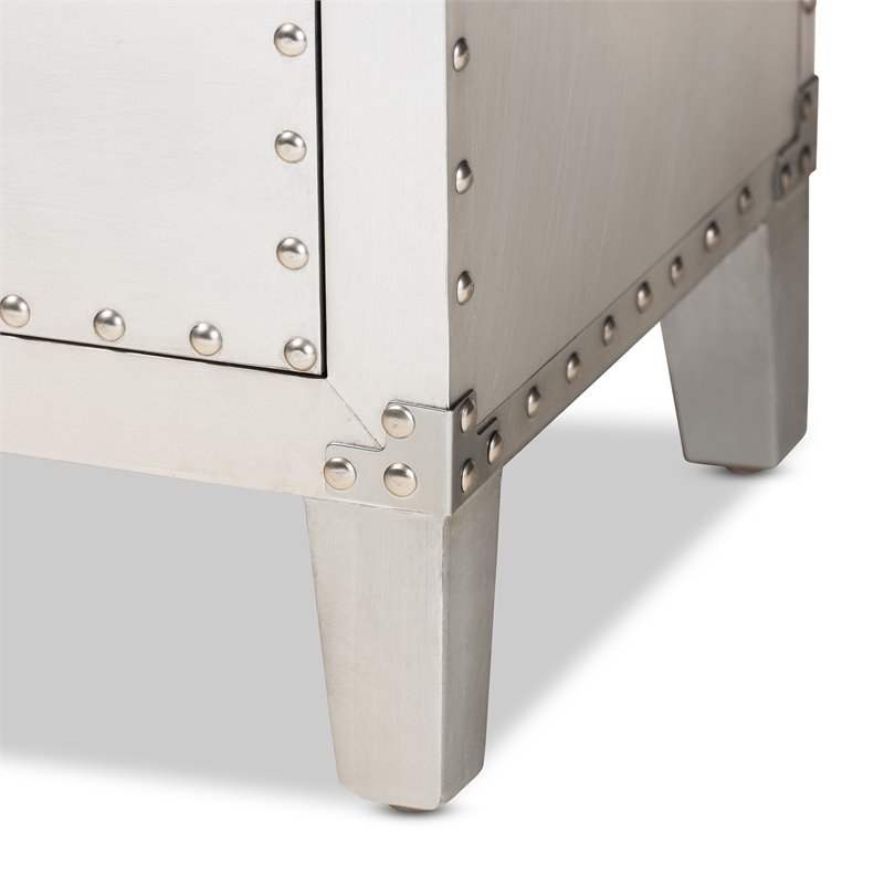 Home Square 2 Piece 5-Drawer Metal Accent Chest Set in Silver