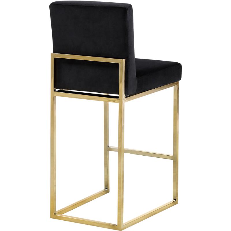 Home Square 2 Piece Upholstered Velvet Counter Stool Set in Black