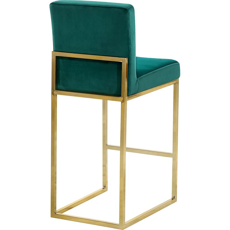 Home Square 2 Piece Upholstered Velvet Counter Stool Set in Green