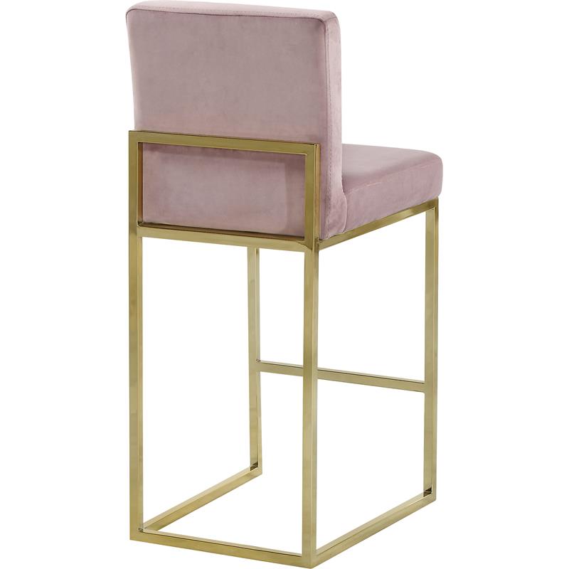 Home Square 2 Piece Upholstered Velvet Counter Stool Set in Pink