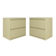 Home Square 2 Drawer Metal Lateral Filing Cabinet Set in Putty/Beige (Set of 2)