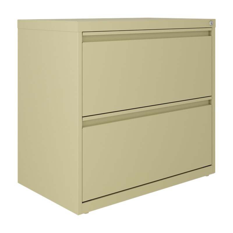 Home Square 2 Drawer Metal Lateral Filing Cabinet Set in Putty/Beige (Set of 2)