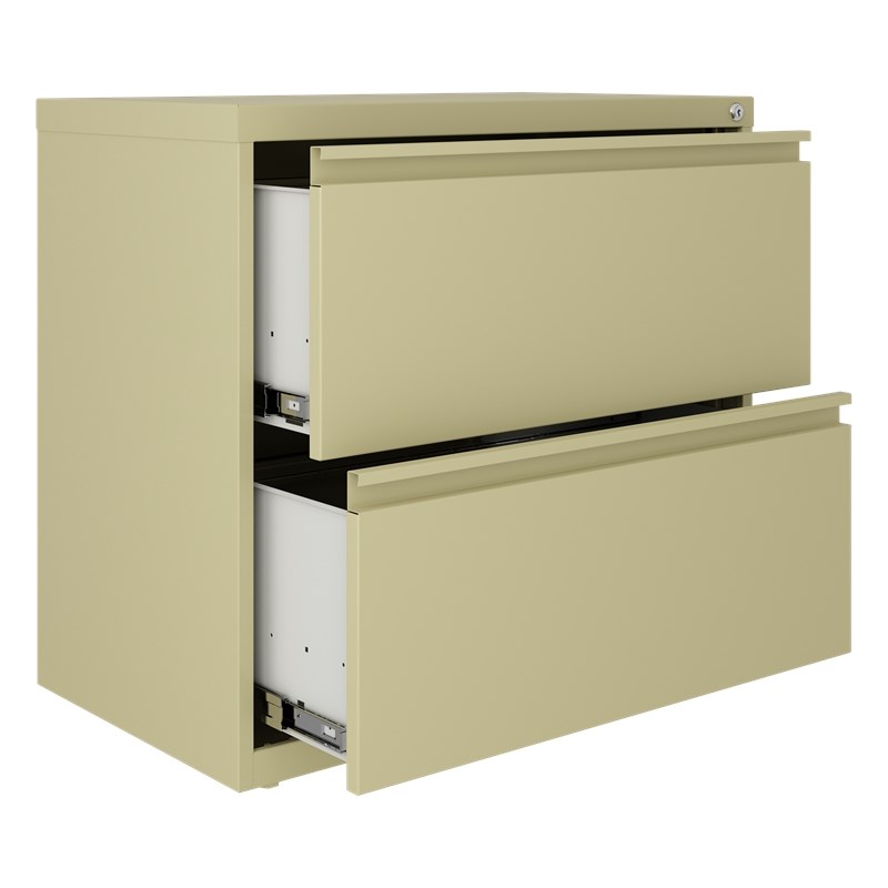 Home Square 2 Drawer Metal Lateral Filing Cabinet Set in Putty/Beige (Set of 2)