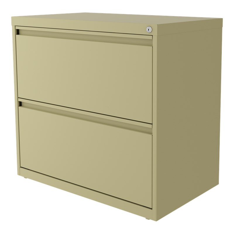 Home Square 2 Drawer Metal Lateral Filing Cabinet Set in Putty/Beige (Set of 2)