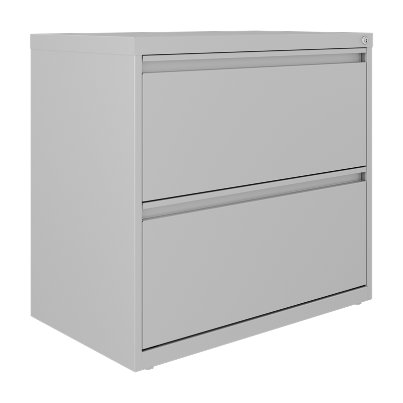 Home Square 2 Drawer Metal Lateral Filing Cabinet Set in Silver (Set of 2)