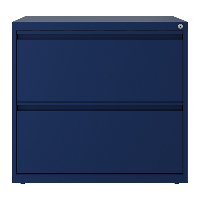 Home Square 2 Drawer Metal Lateral 101 Filing Cabinet Set in Navy (Set of 2)