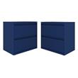 Home Square 2 Drawer Metal Lateral 101 Filing Cabinet Set in Navy (Set of 2)