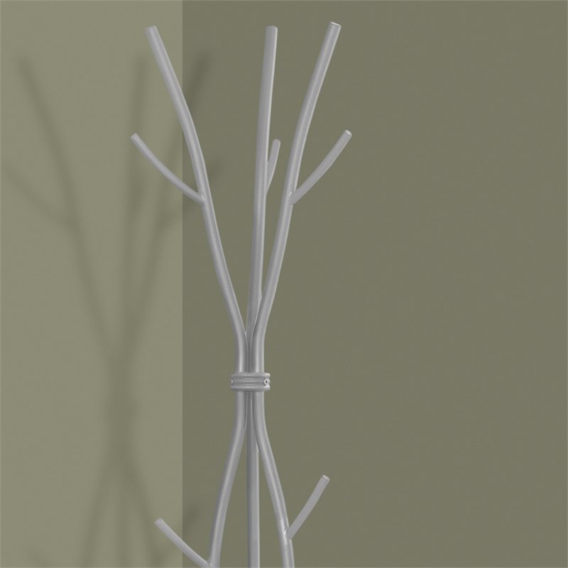 Home Square 8 Hook Hammered Metal Branching Coat Rack Set in Silver (Set of 2)