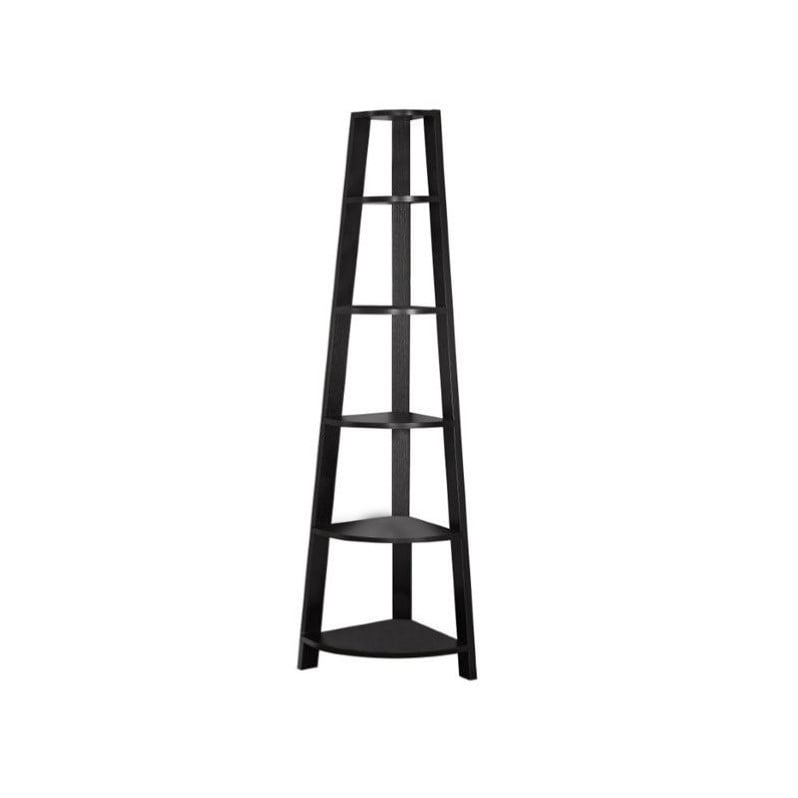 Home Square 2 Piece Wood Corner Accent Etagere Set in Cappuccino