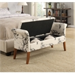 Home Square 2 Piece Designs4Comfort Fabric Storage Bench Set in Beige Botanical
