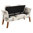 Home Square 2 Piece Designs4Comfort Fabric Storage Bench Set in Beige Botanical