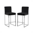 Home Square 2 Piece Upholstered Velvet Counter Stool Set in Black