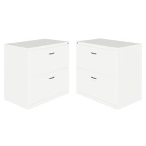 Home Square 2 Drawer Lateral Metal Filing Cabinet Set in White (Set of 2)
