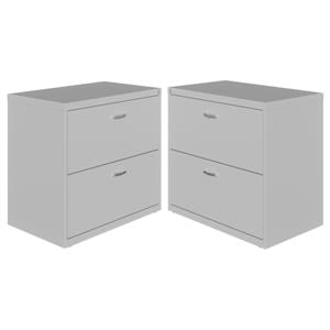 Home Square 2 Drawer Lateral Metal Filing Cabinet Set in Arctic Gray (Set of 2)
