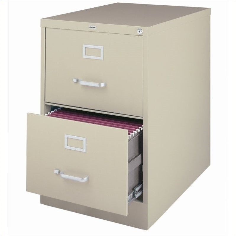 Home Square 2 Drawer Deep Metal Filing Cabinet Set in Putty (Set of 2)