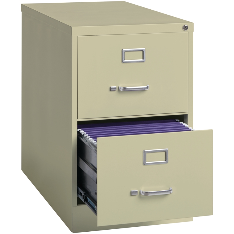 Home Square 2 Drawer Deep Metal Filing Cabinet Set in Putty (Set of 2)