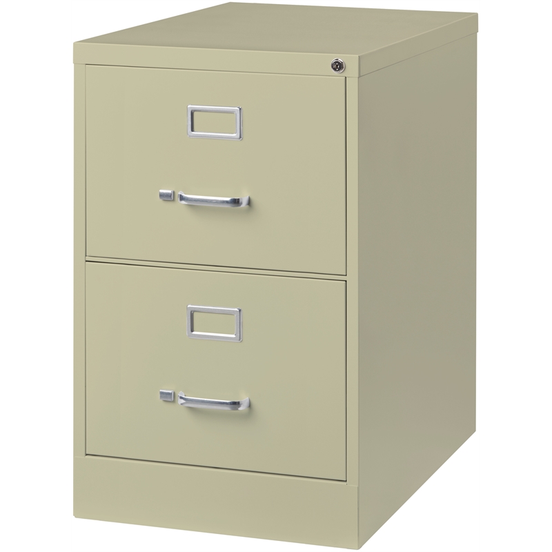 Home Square 2 Drawer Deep Metal Filing Cabinet Set in Putty (Set of 2)