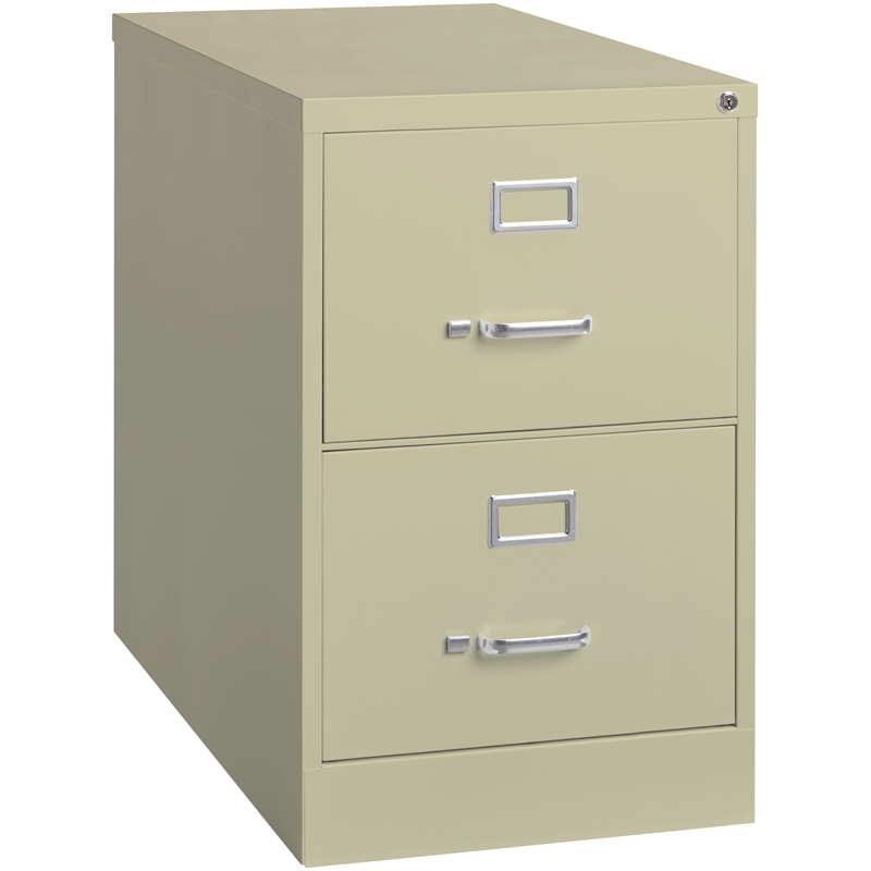 Home Square 2 Drawer Deep Metal Filing Cabinet Set in Putty (Set of 2)