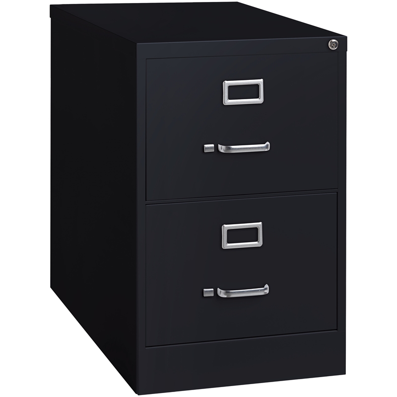 Home Square 2 Drawer Deep Metal Filing Cabinet Set in Black (Set of 2)