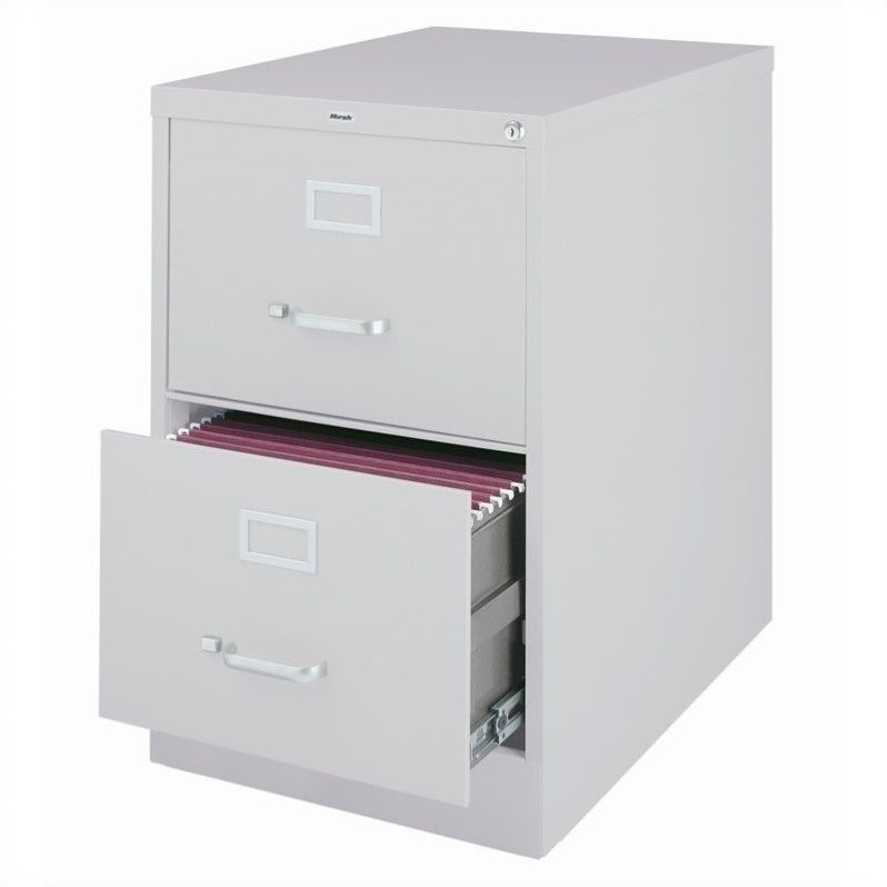 Home Square 2 Drawer Deep Metal Filing Cabinet Set in Light Gray (Set of 2)