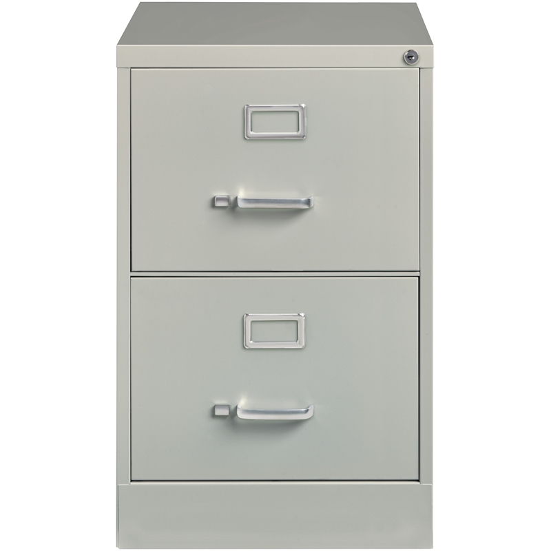 Home Square 2 Drawer Deep Metal Filing Cabinet Set in Light Gray (Set of 2)