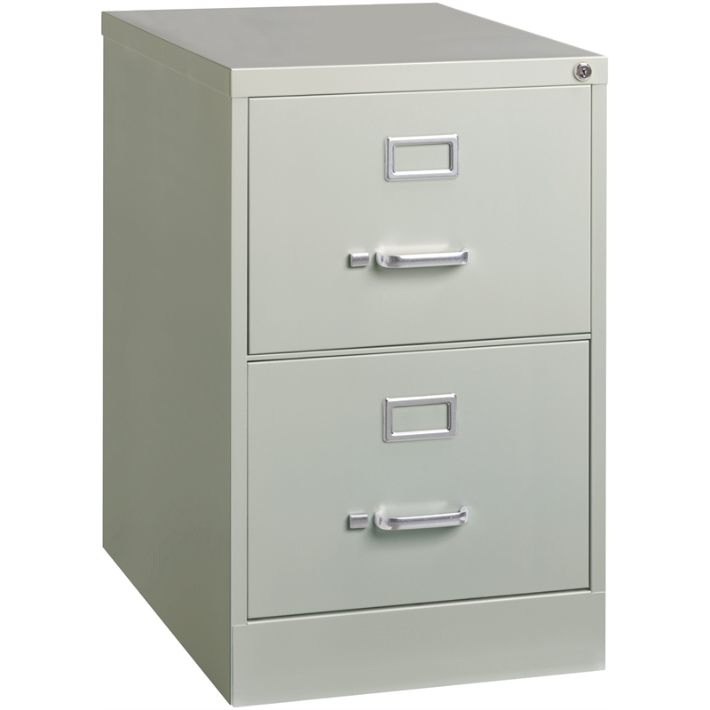 Home Square 2 Drawer Deep Metal Filing Cabinet Set in Light Gray (Set of 2)