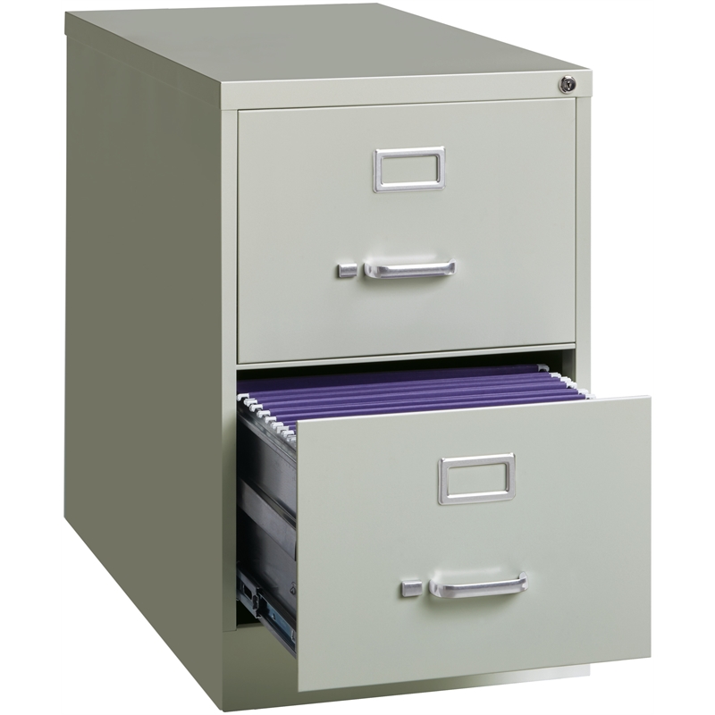 Home Square 2 Drawer Deep Metal Filing Cabinet Set in Light Gray (Set of 2)