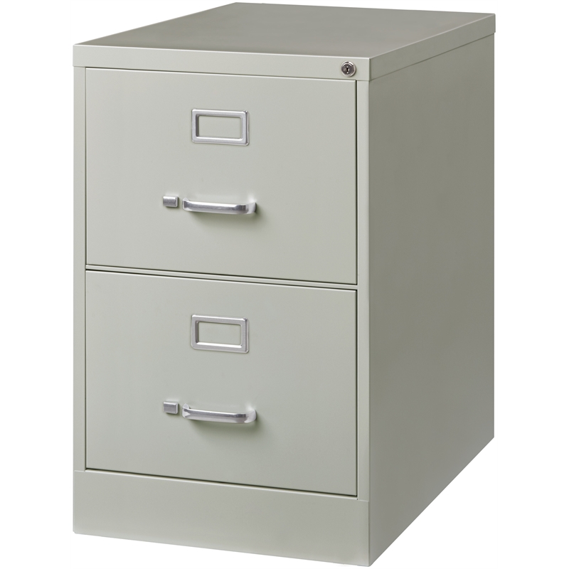 Home Square 2 Drawer Deep Metal Filing Cabinet Set in Light Gray (Set of 2)