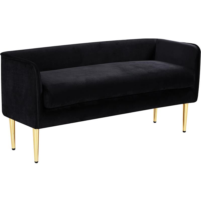 Home Square 2 Piece Contemporary Velvet Bench Set in Black
