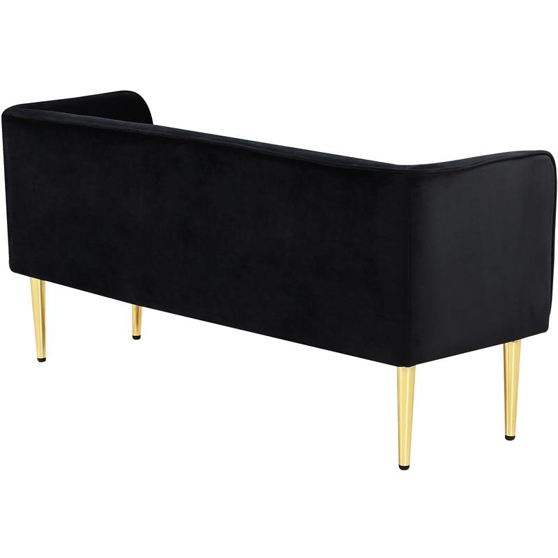 Home Square 2 Piece Contemporary Velvet Bench Set in Black