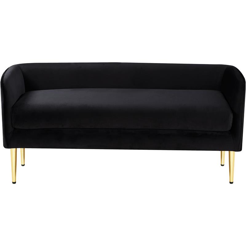 Home Square 2 Piece Contemporary Velvet Bench Set in Black
