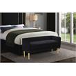 Home Square 2 Piece Contemporary Velvet Bench Set in Black