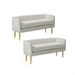 Home Square 2 Piece Contemporary Velvet Bench Set in White