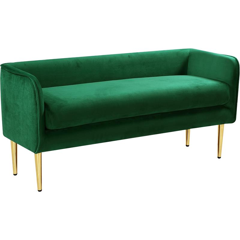 Home Square 2 Piece Contemporary Velvet Bench Set in Green