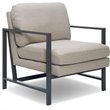 Home Square 2 Piece Metal Frame Linen Accent Chair Set in Gray