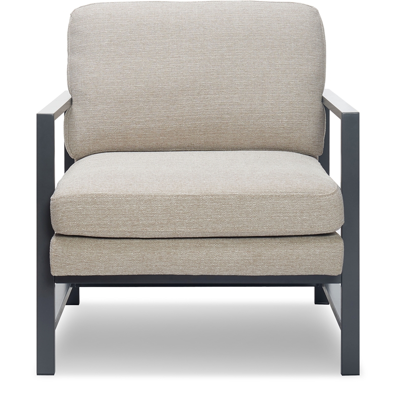 Home Square 2 Piece Metal Frame Linen Accent Chair Set in Gray