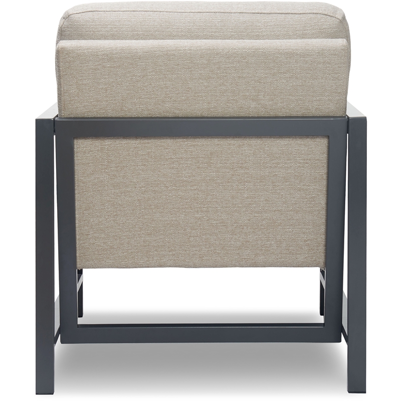 Home Square 2 Piece Metal Frame Linen Accent Chair Set in Gray