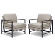 Home Square 2 Piece Metal Frame Linen Accent Chair Set in Gray
