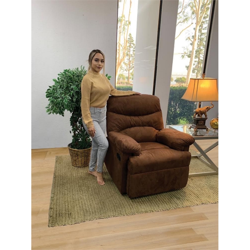 Home Square 2 Piece Microfiber Fabric Glider Recliner Set in Chocolate