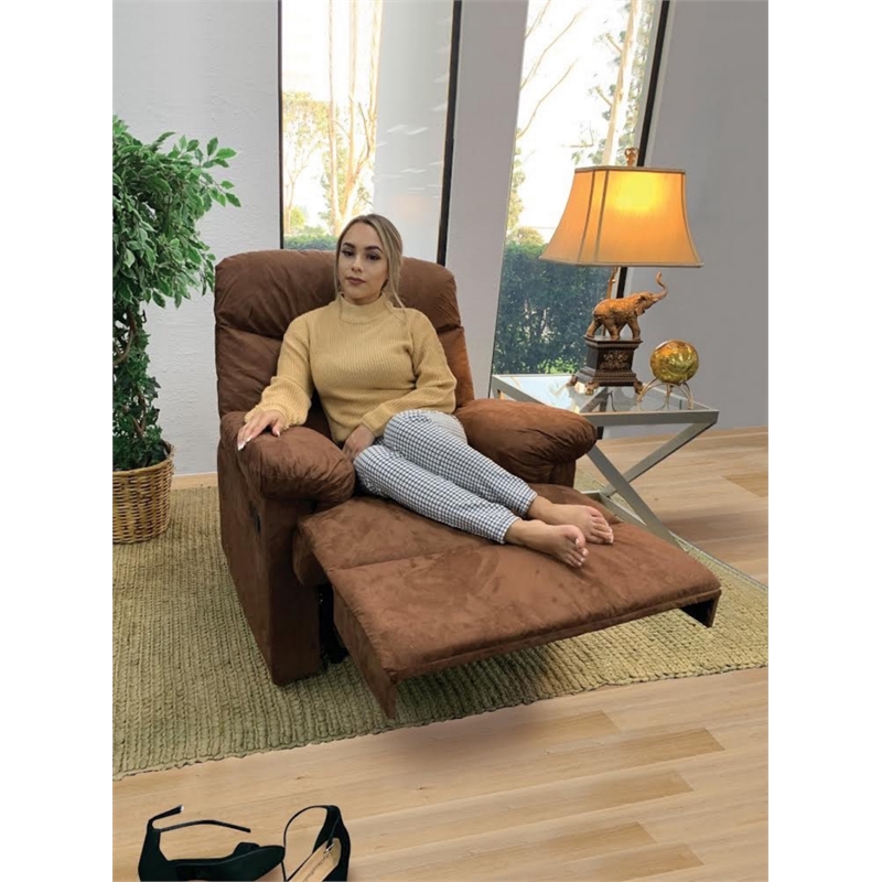 Home Square 2 Piece Microfiber Fabric Glider Recliner Set in Chocolate