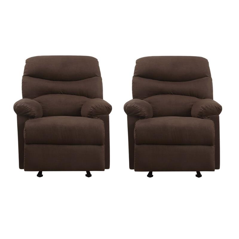 Home Square 2 Piece Microfiber Fabric Glider Recliner Set in Chocolate