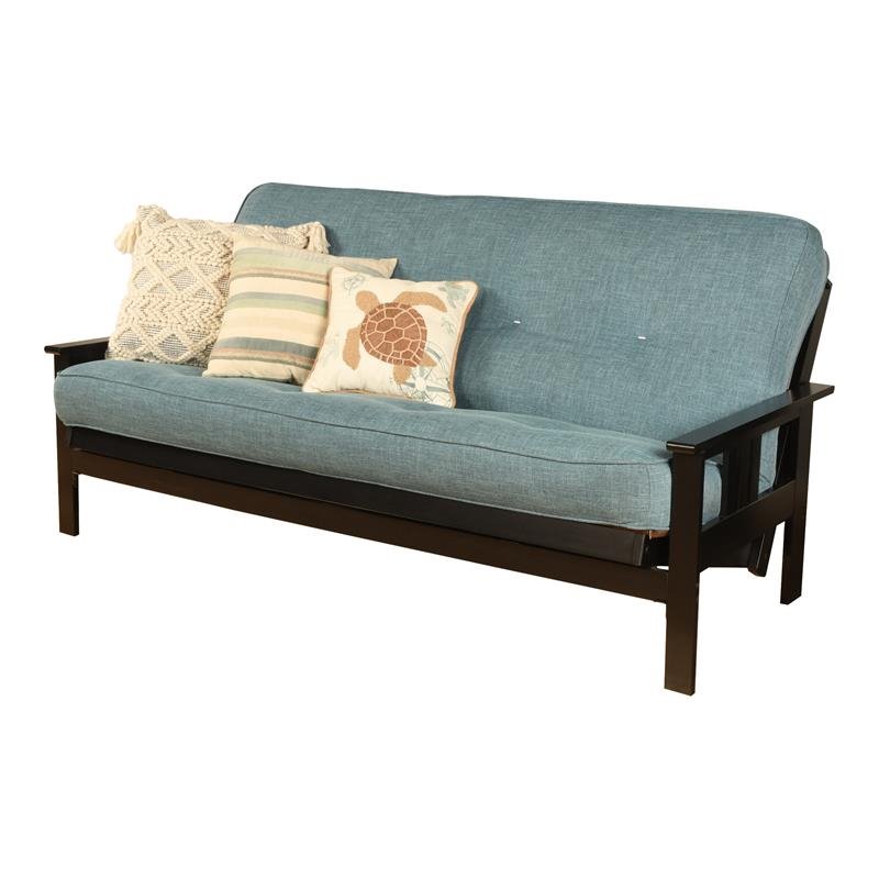 Home Square 2 Piece Linen Fabric Futon Mattress Set in Aqua Blue
