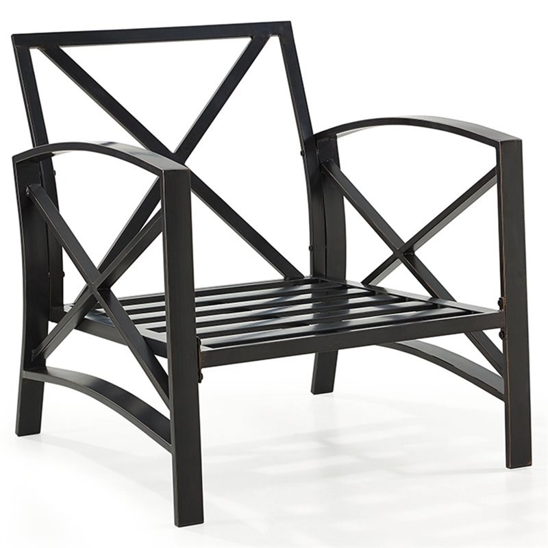Home Square 2 Piece Patio Fabric Arm Chair Set in Oil Bronze and Oatmeal