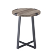 Home Square 2 Piece Industrial Metal Wrap Round Side Table Set in Wash Gray