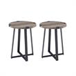 Home Square 2 Piece Industrial Metal Wrap Round Side Table Set in Wash Gray